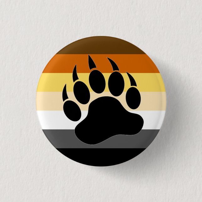Bear Pride colours stripes Bear Paw 1 Inch Round Button (Front)