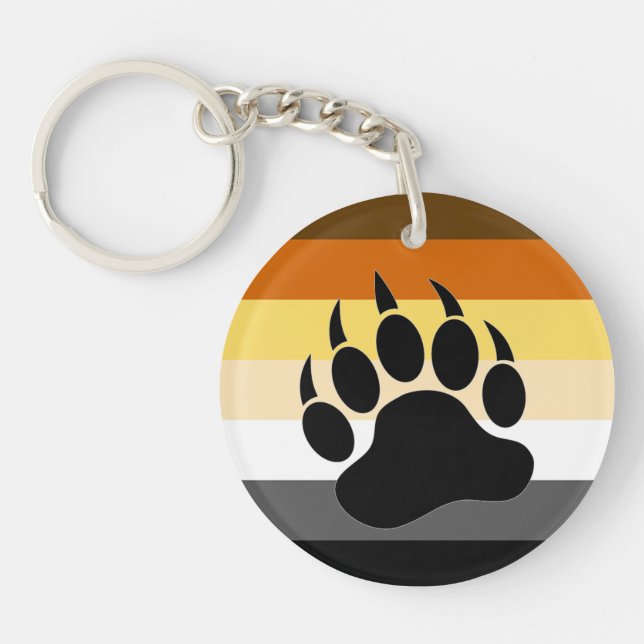 Bear Pride colours stripes Bear Paw Keychain (Front)