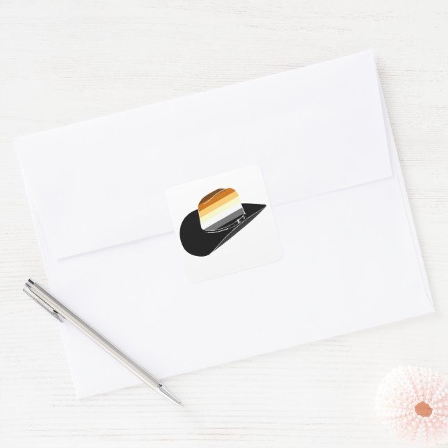 Bear pride cowboy hat square sticker (Envelope)