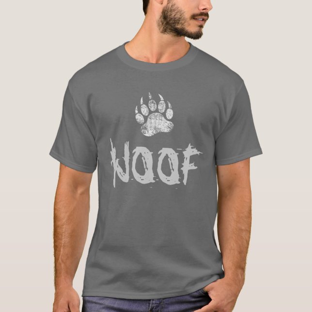 Bear Pride distressed Bear Paw WOOF T-Shirt (Front)