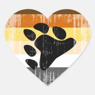 Bear Pride distressed Heart Sticker