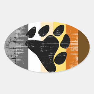 Bear Pride distressed Oval Sticker