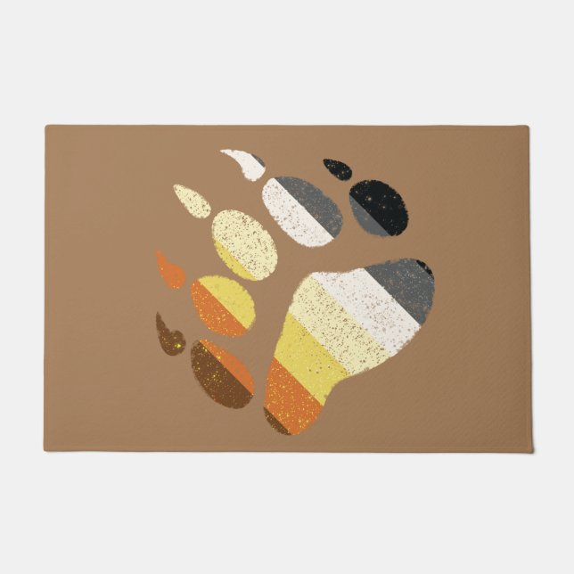 Bear Pride Distressed Paw Doormat (Front)