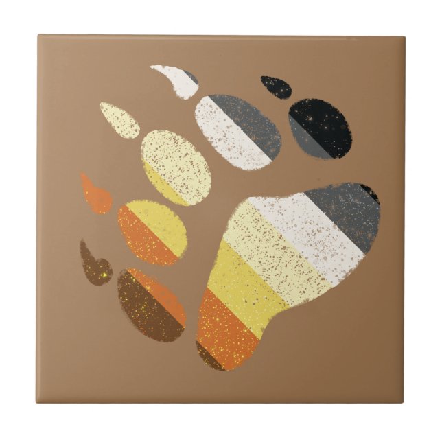Bear Pride Distressed Paw Tile (Front)