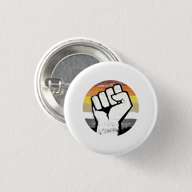 Bear Pride Fist Circle Print 1 Inch Round Button (Front & Back)