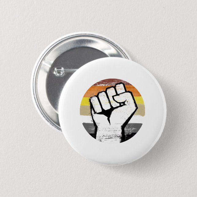 Bear Pride Fist Circle Print 2 Inch Round Button (Front & Back)