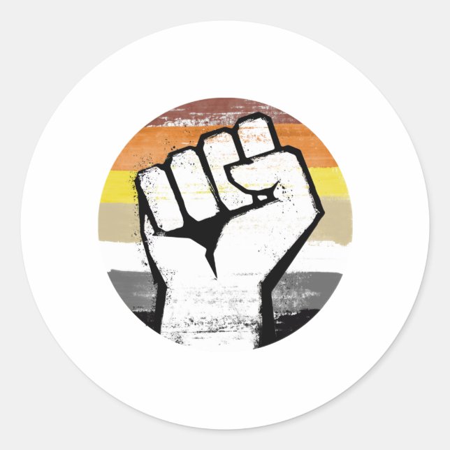 Bear Pride Fist Circle Print Classic Round Sticker (Front)