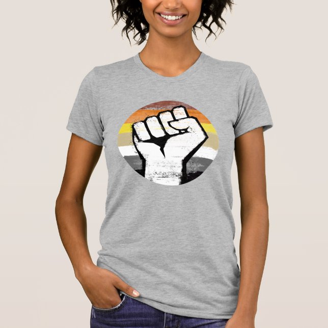 Bear Pride Fist Circle Print T-Shirt (Front)