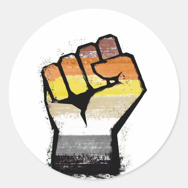 Bear Pride Fist Classic Round Sticker (Front)