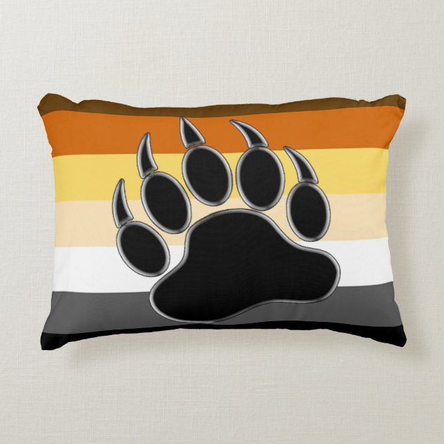 Bear Pride Flag Bear Paw Accent Pillow (Front)