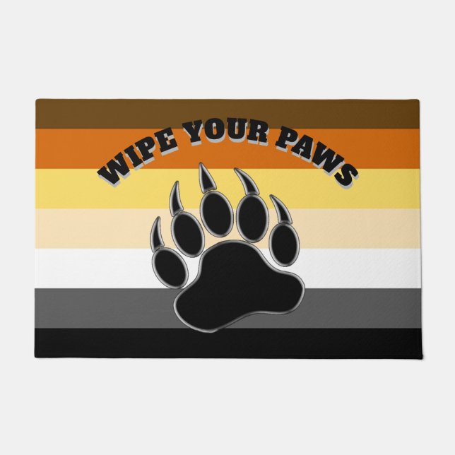 Bear Pride Flag Bear Paw Wipe your Paws Doormat (Front)