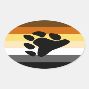 BEAR PRIDE FLAG STRIPES DESIGN OVAL STICKER