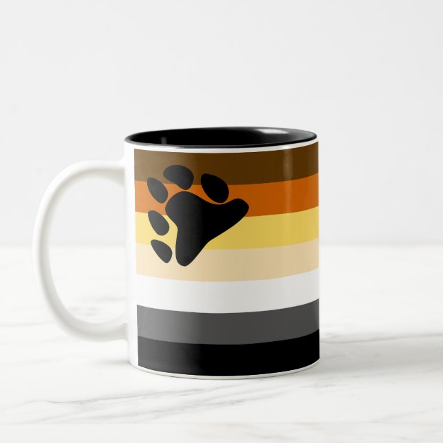 Bear Pride Flag Two-Tone Coffee Mug (Left)