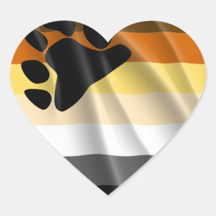 BEAR PRIDE FLAG WAVY DESIGN HEART STICKER