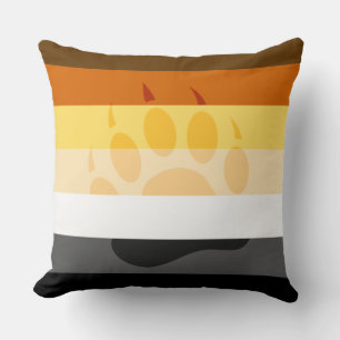 Bear Pride Flag With Cool Embedded Bear Paw Accen Throw Pillow