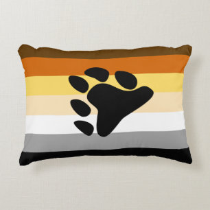 Bear Pride Flag with Paw Accent Pillow