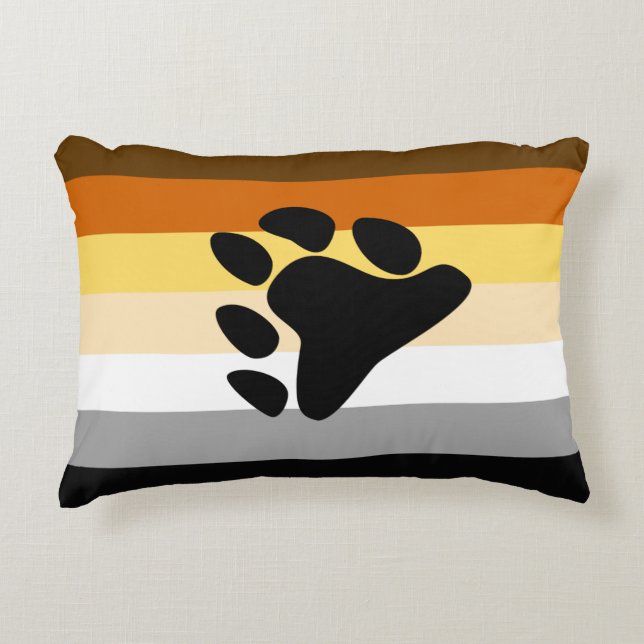 Bear Pride Flag with Paw Accent Pillow (Front)