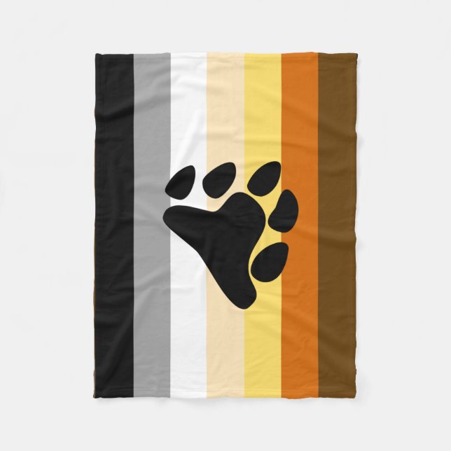 Bear Pride Flag with Paw Fleece Blanket (Front)