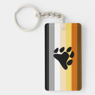 Bear Pride Flag with Paw Keychain