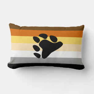 Bear Pride Flag with Paw Lumbar Pillow