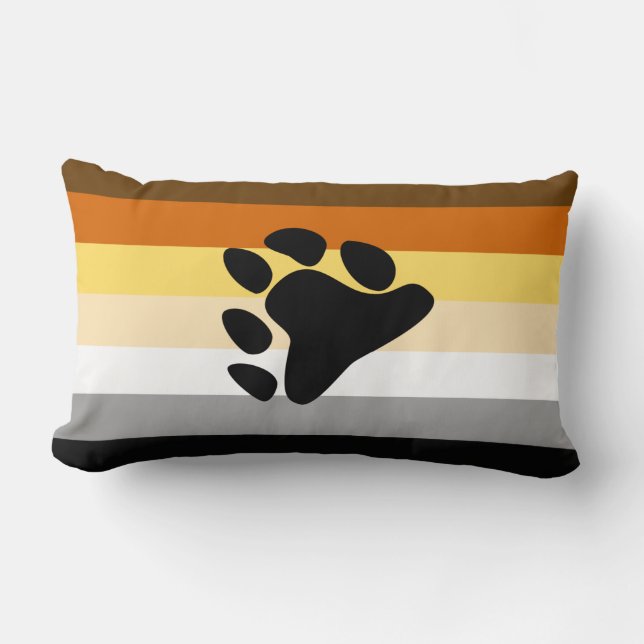 Bear Pride Flag with Paw Lumbar Pillow (Front)