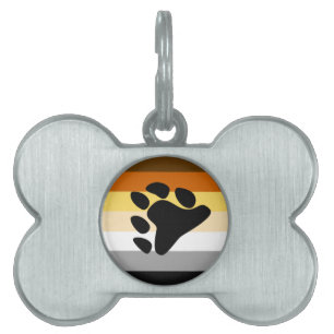 Bear Pride Flag with Paw Pet ID Tag