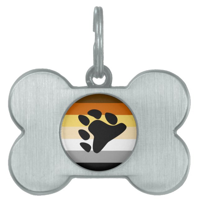 Bear Pride Flag with Paw Pet ID Tag (Front)