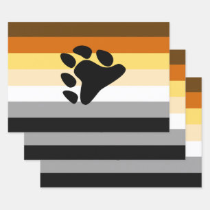 Bear Pride Flag with Paw Wrapping Paper Sheet