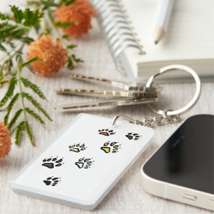 Bear Pride - Gay Bear Flag Coloured Paw Prints  Keychain