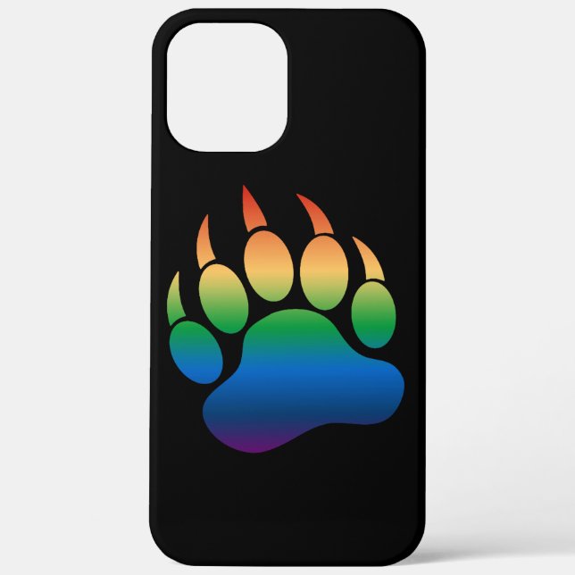 Bear Pride Gradient Colours Bear Paw On Black Case-Mate iPhone Case (Back)