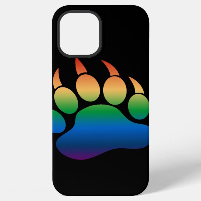 Bear Pride Gradient Colours Bear Paw On Black iPhone Case (Back)