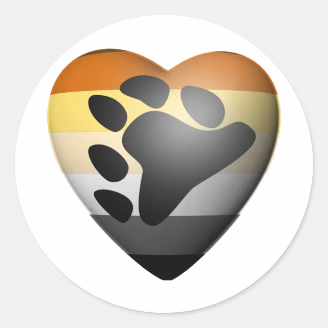 BEAR PRIDE HEART CLASSIC ROUND STICKER (Front)