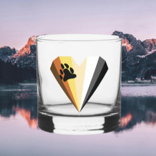 Bear Pride Heart Rocks Glass