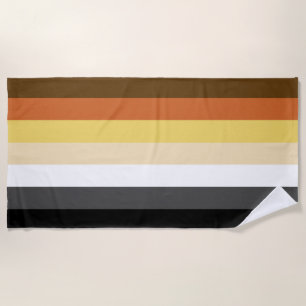 Bear Pride, Neutral Gradient Stripes, LGBTQ Pride Beach Towel