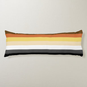 Bear Pride, Neutral Gradient Stripes, LGBTQ Pride Body Pillow