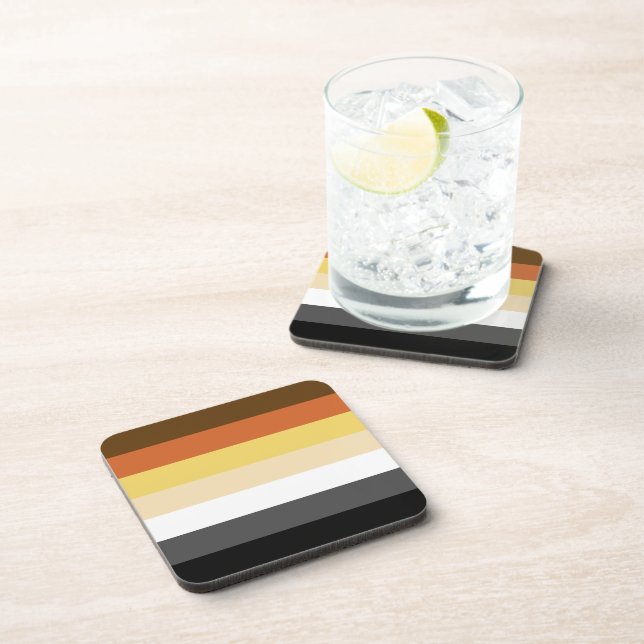 Bear Pride, Neutral Gradient Stripes, LGBTQ Pride Coaster (Right Side)
