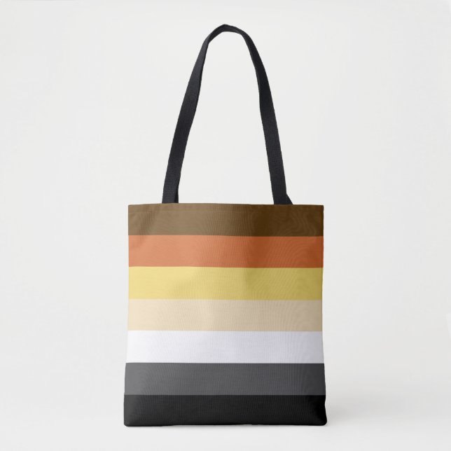 Bear Pride, Neutral Gradient Stripes, LGBTQ Pride Tote Bag (Front)