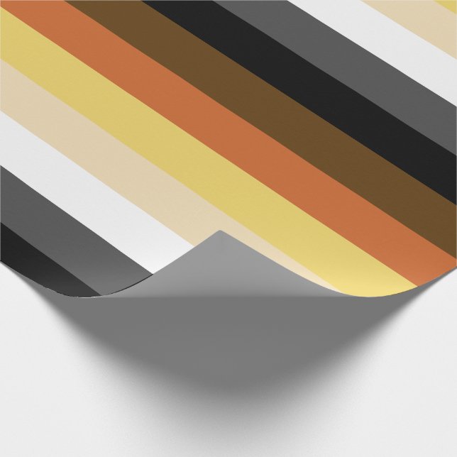 Bear Pride, Neutral Gradient Stripes, LGBTQ Pride Wrapping Paper (Corner)