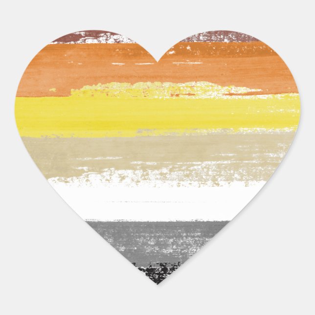 Bear Pride Paint Stripes Heart Sticker (Front)