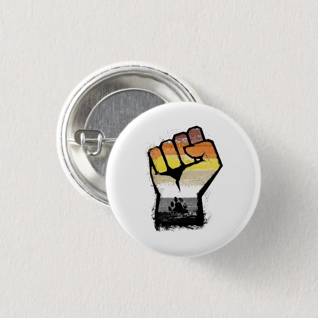 Bear Pride Paw Fist 1 Inch Round Button (Front & Back)