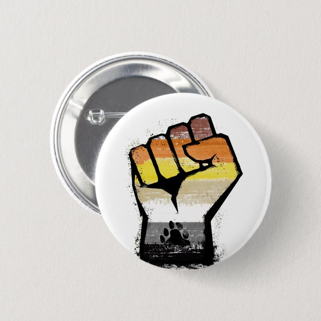 Bear Pride Paw Fist 2 Inch Round Button (Front & Back)
