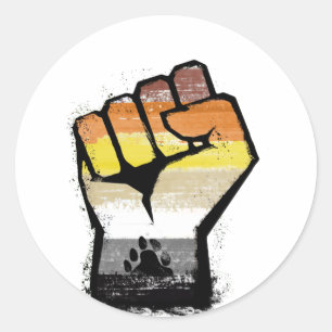 Bear Pride Paw Fist Classic Round Sticker