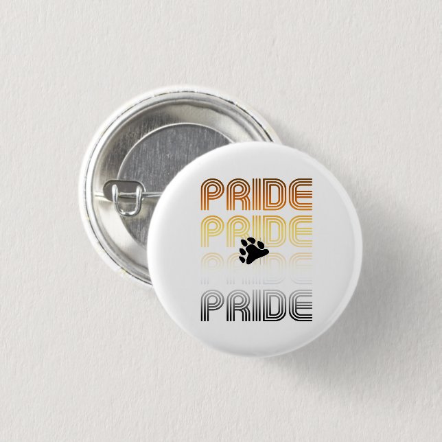 Bear Pride Paw Retro Pattern Design Letters 1 Inch Round Button (Front & Back)
