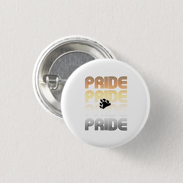 Bear Pride Paw Retro Pattern Design Letters 1 Inch Round Button (Front & Back)