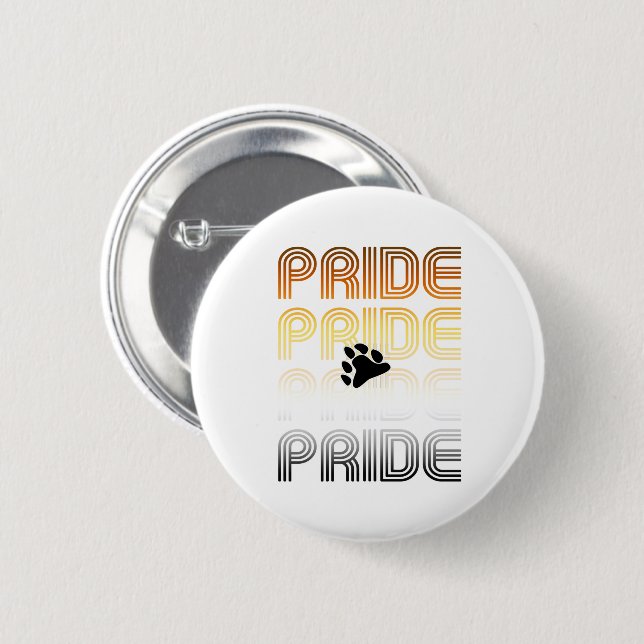 Bear Pride Paw Retro Pattern Design Letters 2 Inch Round Button (Front & Back)