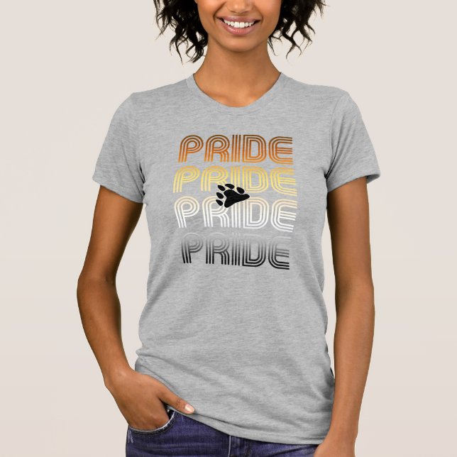 Bear Pride Paw Retro Pattern Design Letters T-Shirt (Front)