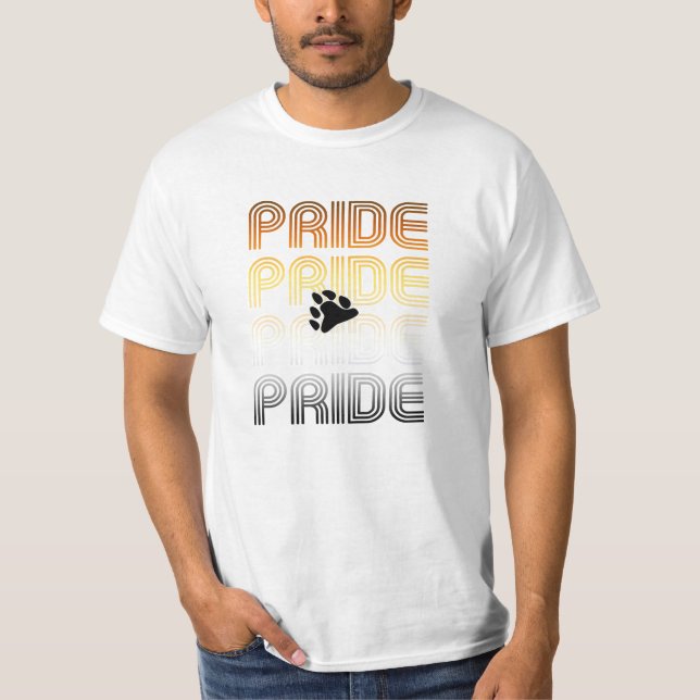 Bear Pride Paw Retro Pattern Design Letters T-Shirt (Front)