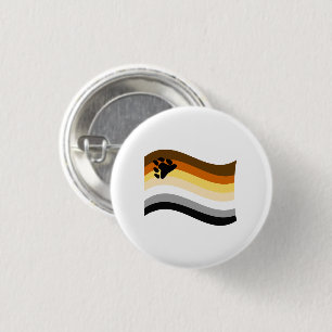 Bear Pride Paw Wavy Flag 1 Inch Round Button