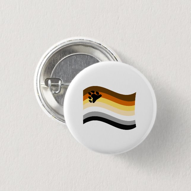Bear Pride Paw Wavy Flag 1 Inch Round Button (Front & Back)