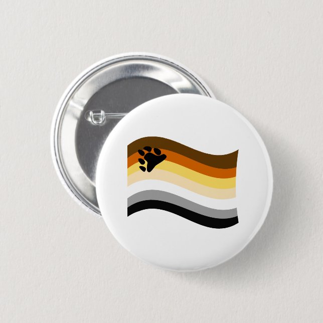Bear Pride Paw Wavy Flag 2 Inch Round Button (Front & Back)